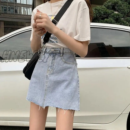 xsrrr Skirts Women Summer High Waist Denim Mini A-Line Classic All-match Womens High Street Hips Skirt Casual Hot Selling Cool Simple