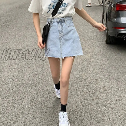 xsrrr Skirts Women Summer High Waist Denim Mini A-Line Classic All-match Womens High Street Hips Skirt Casual Hot Selling Cool Simple