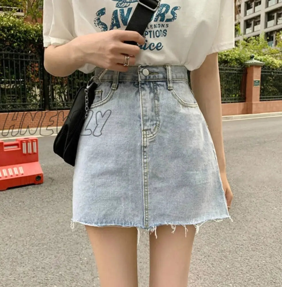 xsrrr Skirts Women Summer High Waist Denim Mini A-Line Classic All-match Womens High Street Hips Skirt Casual Hot Selling Cool Simple