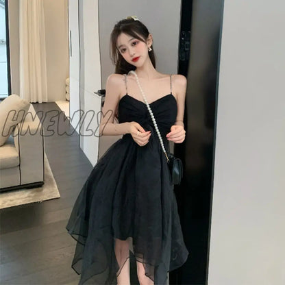 xsrrr Sleeveless Dresses Fashion Korean Sundress Summer Gauze Solid Sweet Sexy Ladies Simple Платье Женское Hot Sale Chic Elegant Ins