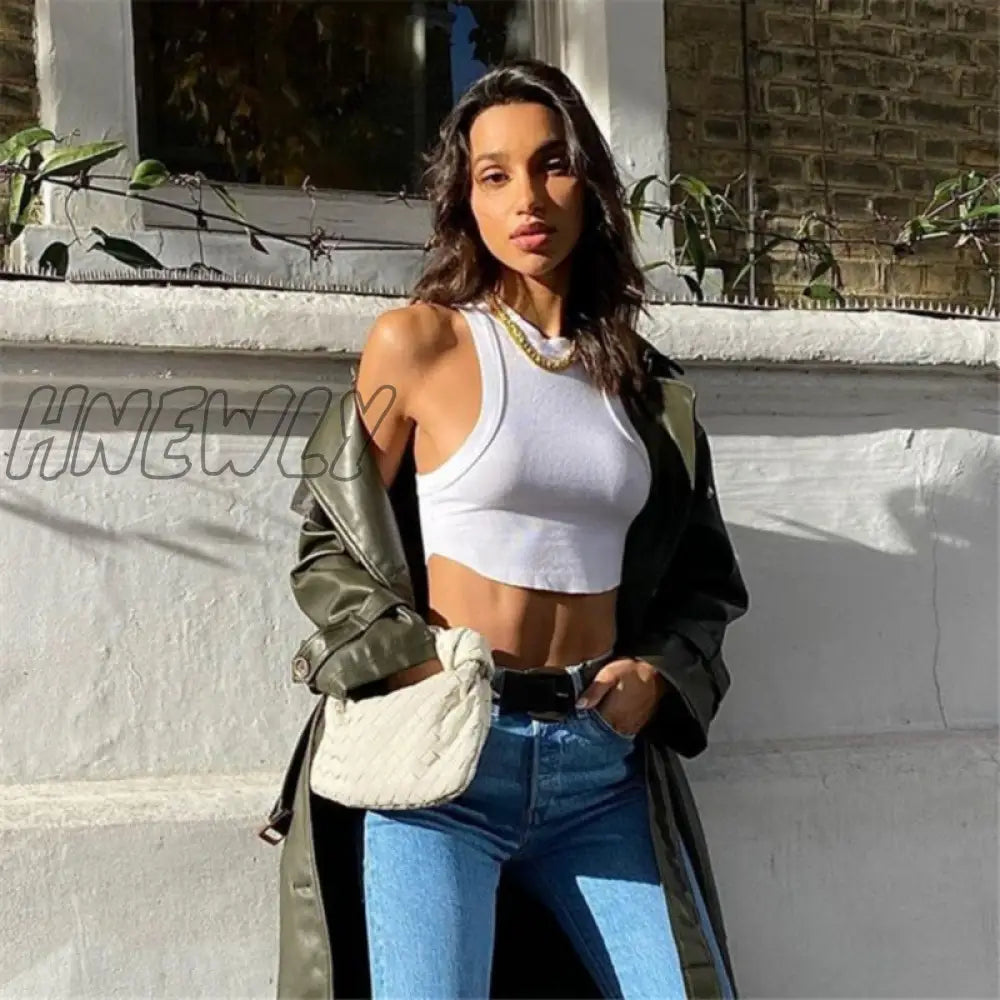 xsrrr Sleeveless Rib Knit White Casual Tank Top Women's Summer Fitness Slim Cotton Crop Tops Streetwear Basic Vest Female y2k Inspired Outfit