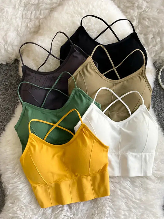 Hnewly Spaghetti Tops Women Sporty Bra Tops Female Solid Solid Cottons Underwear For Women Summer Tops