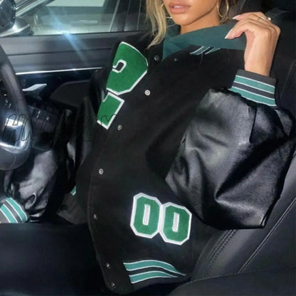 Hnewly Spring And Autumn Vibe Style Baseball Uniform New Bomber Jacket For Women Fashion Retro Clothes Streetwear Oversized Coat Winter Street Style