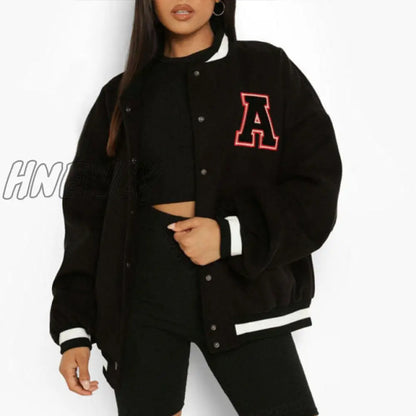 Hnewly Spring And Autumn Vibe Style Baseball Uniform New Bomber Jacket For Women Fashion Retro Clothes Streetwear Oversized Coat Winter Street Style