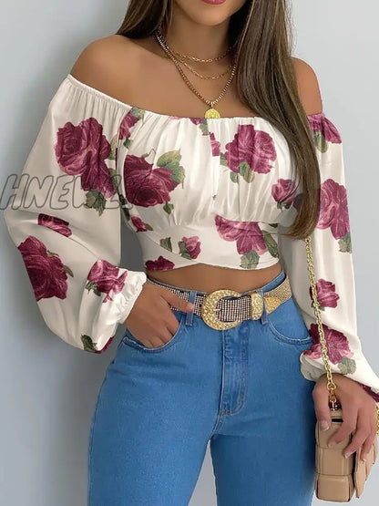 Hnewly Spring and Summer Ladies's Strapless Cross Strap Long Sleeve Top  Woman Tshirts  Women Tops  Blouse Corset  Long Sleeve Top Women