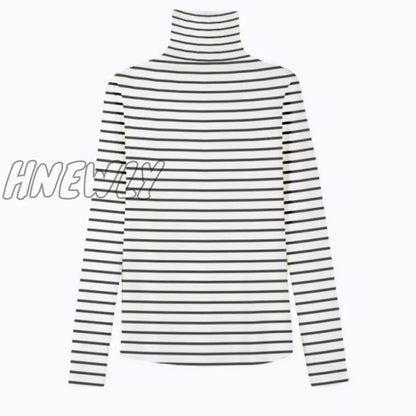 Hnewly Spring Autumn Long Sleeve Top Slim Knitted Bottoming Shirt Korean Fashion Black Turtleneck Sweater Women Clothing Pullover