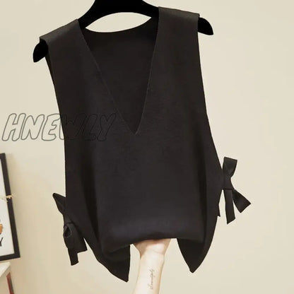 Hnewly Spring Autumn New Women's Sweater Vest Korean Version Sweater Vest Loose Top Knitted Vest Sweater