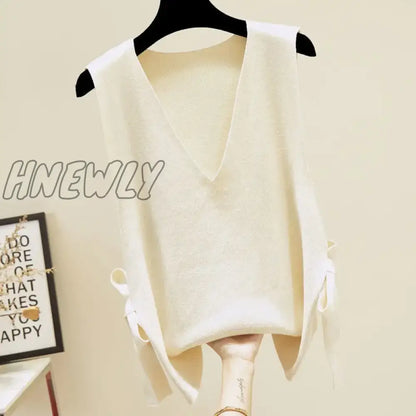 Hnewly Spring Autumn New Women's Sweater Vest Korean Version Sweater Vest Loose Top Knitted Vest Sweater