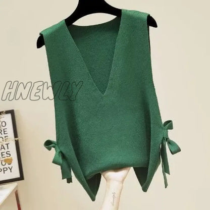 Hnewly Spring Autumn New Women's Sweater Vest Korean Version Sweater Vest Loose Top Knitted Vest Sweater