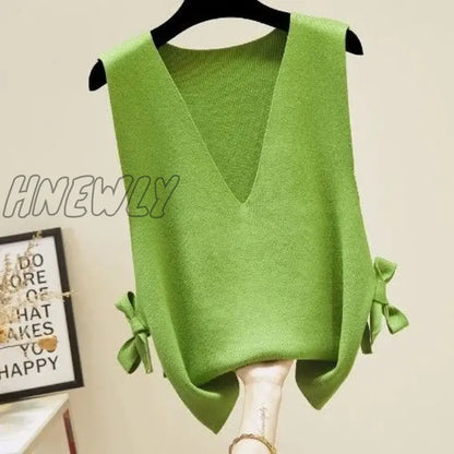 Hnewly Spring Autumn New Women's Sweater Vest Korean Version Sweater Vest Loose Top Knitted Vest Sweater