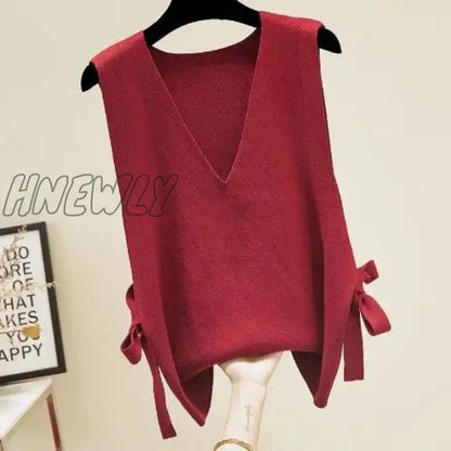 Hnewly Spring Autumn New Women's Sweater Vest Korean Version Sweater Vest Loose Top Knitted Vest Sweater