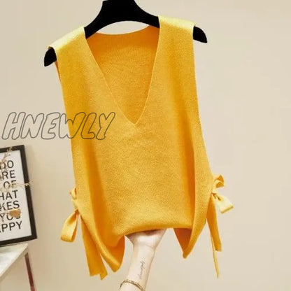 Hnewly Spring Autumn New Women's Sweater Vest Korean Version Sweater Vest Loose Top Knitted Vest Sweater