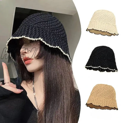 Hnewly Spring Summer Bucket Hats for Women Luxury Brand Designer Panama Caps for Ladies Beach Hat Bob Sun Hat Bonnet Fisherman Hat