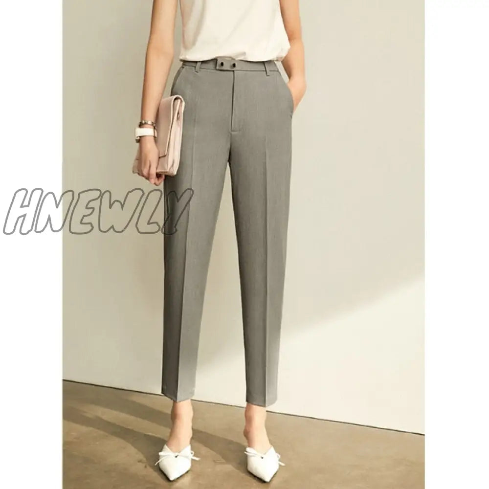 Hnewly Spring Summer Pants Female Office Lady Solid High Waist Female Trousers Fashion Straight Suit Pants For Women 11960733