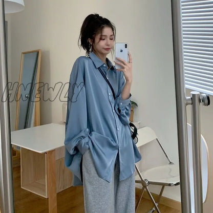 Hnewly Spring Summer Women Shirt Oversize Elegant Blouses for Women Lantern Sleeve White Shirt Mid-length Shir Coat Women Tunic