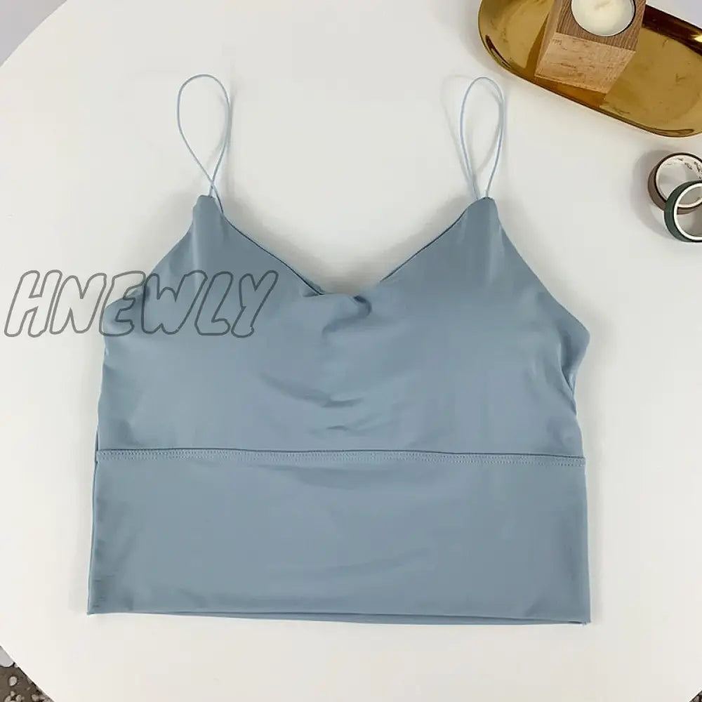 xsrrr Summer Bra Ice Silk Crop Tops Sports Spaghetti Strap Vest Top Women Sexy Built In Bra Off Shoulder Sleeveless Camisole Underwear