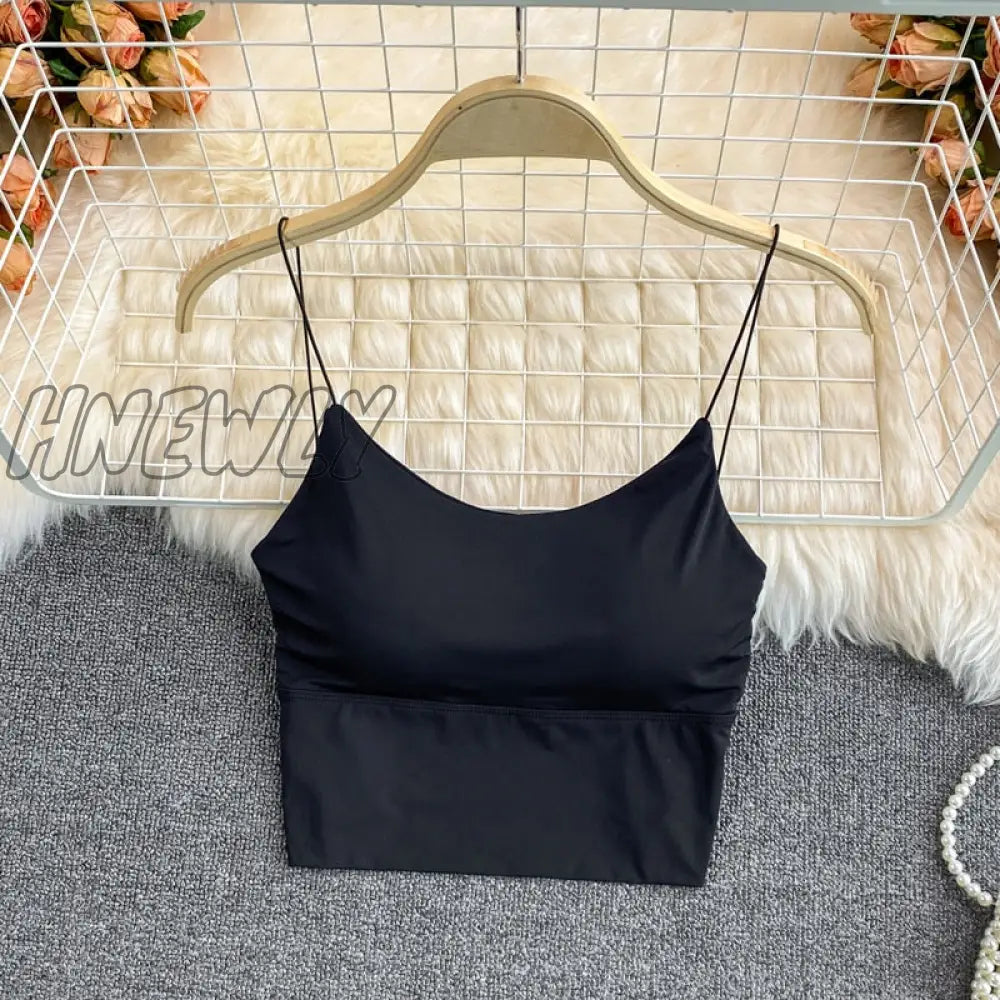 xsrrr Summer Bra Ice Silk Crop Tops Sports Spaghetti Strap Vest Top Women Sexy Built In Bra Off Shoulder Sleeveless Camisole Underwear