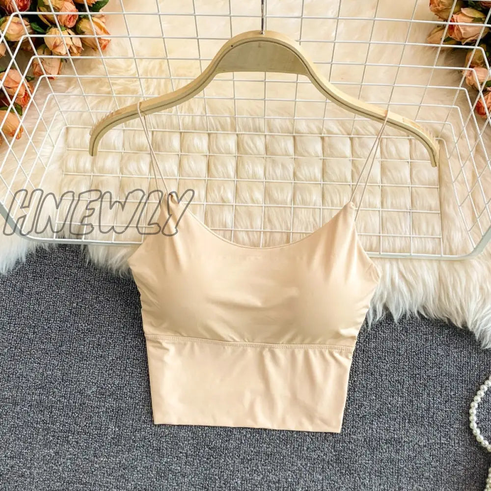 xsrrr Summer Bra Ice Silk Crop Tops Sports Spaghetti Strap Vest Top Women Sexy Built In Bra Off Shoulder Sleeveless Camisole Underwear