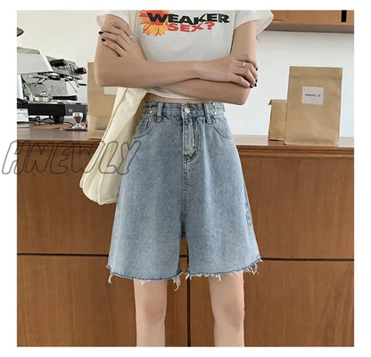 xsrrr Summer Denim Shorts For Women 2024 Spring Summer Fashion Loose High Waisted Shorts Chic Solid Casual Jean Shorts