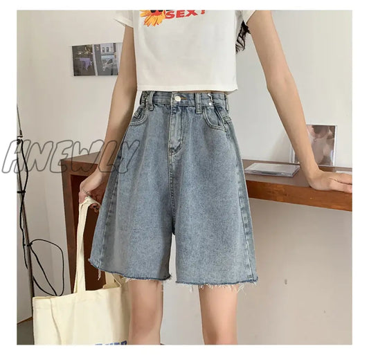 xsrrr Summer Denim Shorts For Women 2024 Spring Summer Fashion Loose High Waisted Shorts Chic Solid Casual Jean Shorts