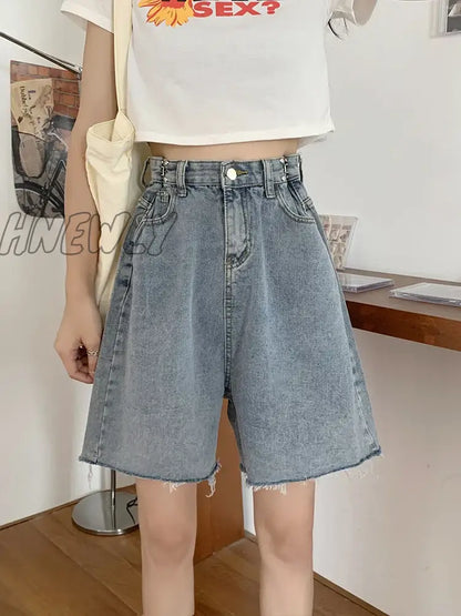 xsrrr Summer Denim Shorts For Women 2024 Spring Summer Fashion Loose High Waisted Shorts Chic Solid Casual Jean Shorts