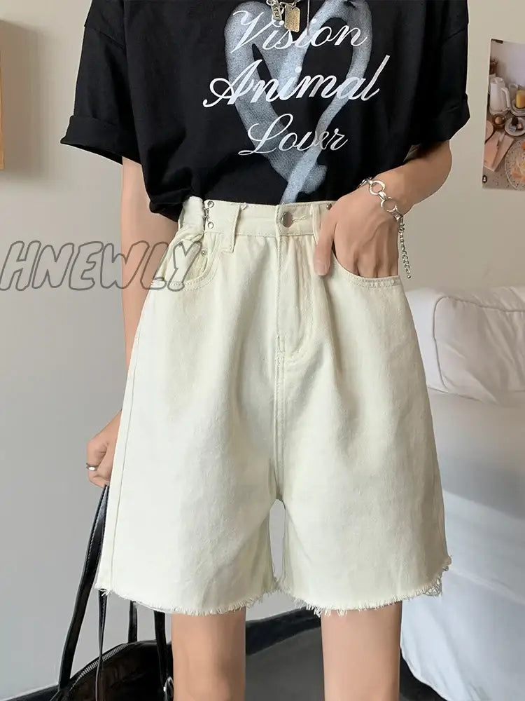 xsrrr Summer Denim Shorts For Women 2024 Spring Summer Fashion Loose High Waisted Shorts Chic Solid Casual Jean Shorts