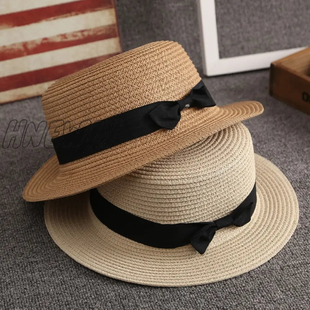 xsrrr Summer Hats For Women Sun Hat Beach Ladies Fashion Flat Brom Bowknot Panama Lady Casual Sun Hats For Women Straw Hat