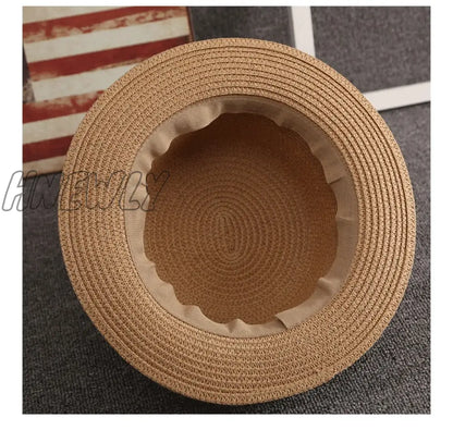 xsrrr Summer Hats For Women Sun Hat Beach Ladies Fashion Flat Brom Bowknot Panama Lady Casual Sun Hats For Women Straw Hat