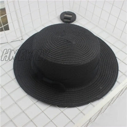 xsrrr Summer Hats For Women Sun Hat Beach Ladies Fashion Flat Brom Bowknot Panama Lady Casual Sun Hats For Women Straw Hat