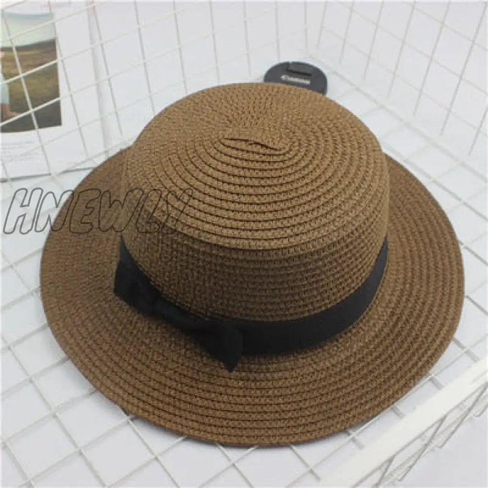 xsrrr Summer Hats For Women Sun Hat Beach Ladies Fashion Flat Brom Bowknot Panama Lady Casual Sun Hats For Women Straw Hat