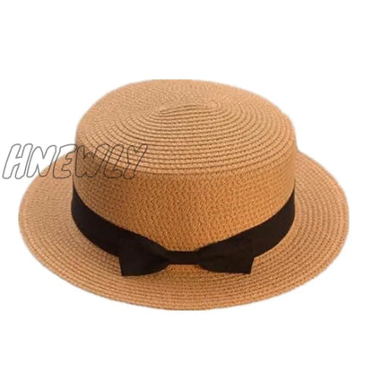 xsrrr Summer Hats For Women Sun Hat Beach Ladies Fashion Flat Brom Bowknot Panama Lady Casual Sun Hats For Women Straw Hat