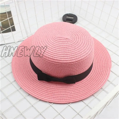 xsrrr Summer Hats For Women Sun Hat Beach Ladies Fashion Flat Brom Bowknot Panama Lady Casual Sun Hats For Women Straw Hat