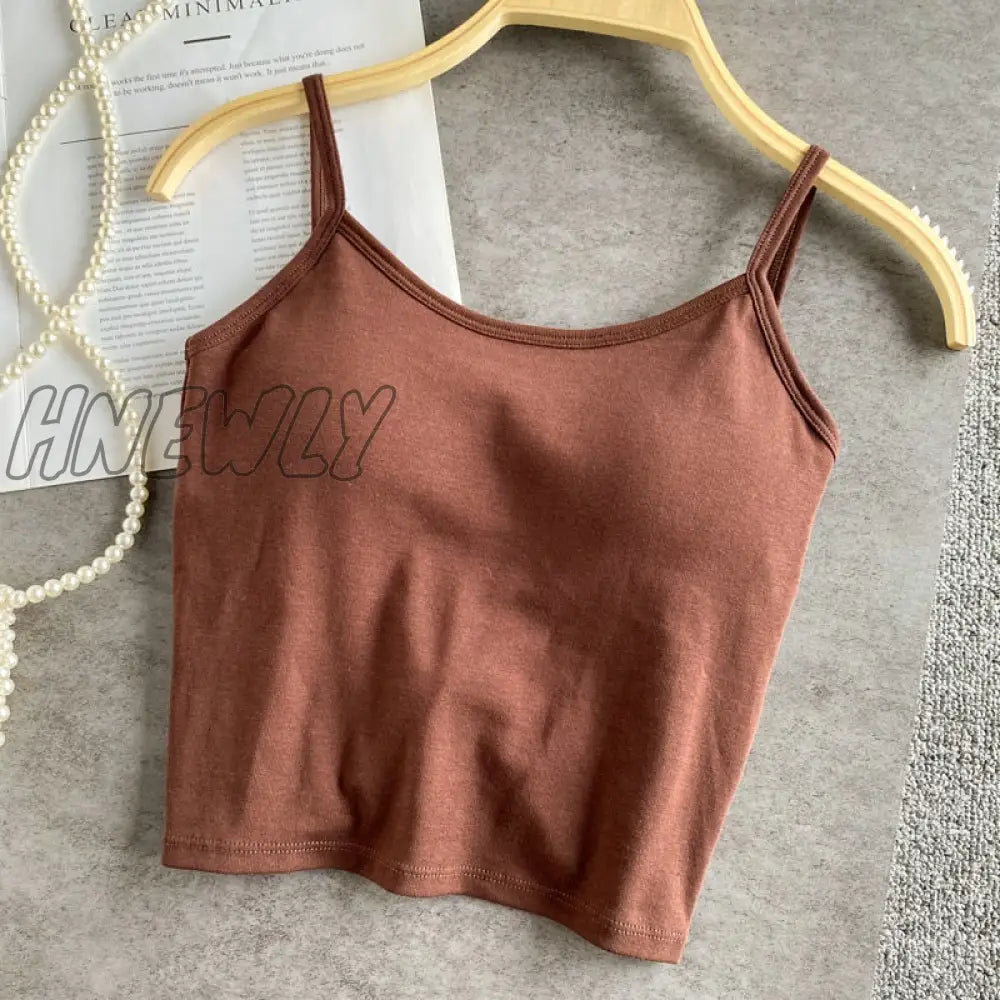 xsrrr Summer New Crop Tops Sexy Spaghetti Strap Tanke Top Women Built In Bra Off Shoulder Solid Color Sleeveless Camisole Ins