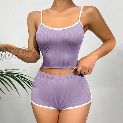 xsrrr Summer Outfits for 2 Piece Tracksuit Set Fashion Side Stripe Tank Top and Short Pant Suit Crop Top Vest Sexy Hot pant Clothes