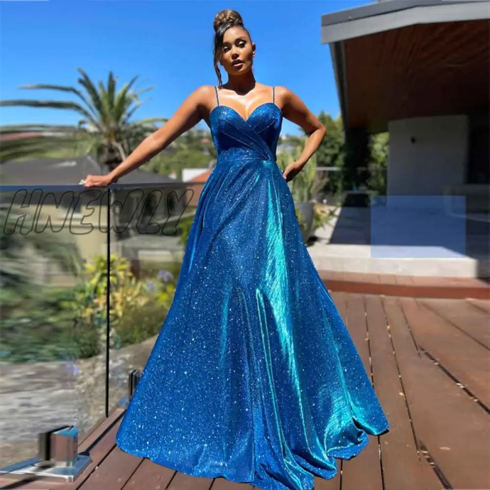 xsrrr Summer Royal Blue Prom Dress Casual Sexy Giltter Halter Hollow Vestidos Women Party Ball Gown Night Formal Robe Valentines Day