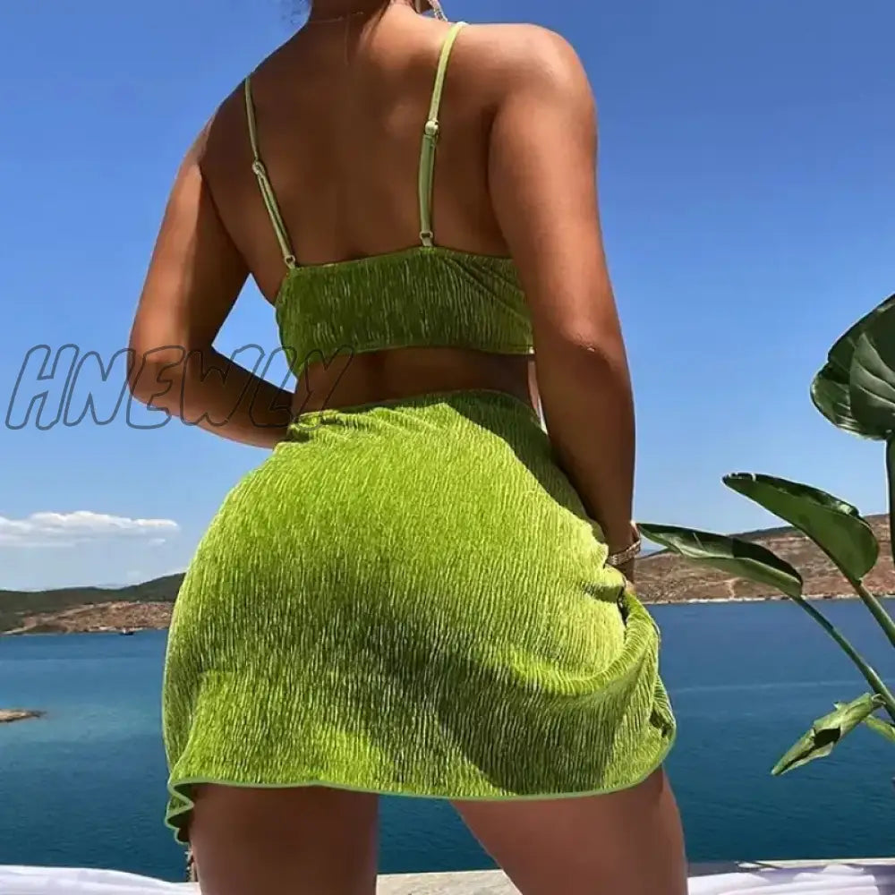 xsrrr Summer Swimsuit Women's Sexy Bikini Set Holiday Style Sexy Split Swimsuit Cover Skirt Beach Women's Sexy Three Piece Set