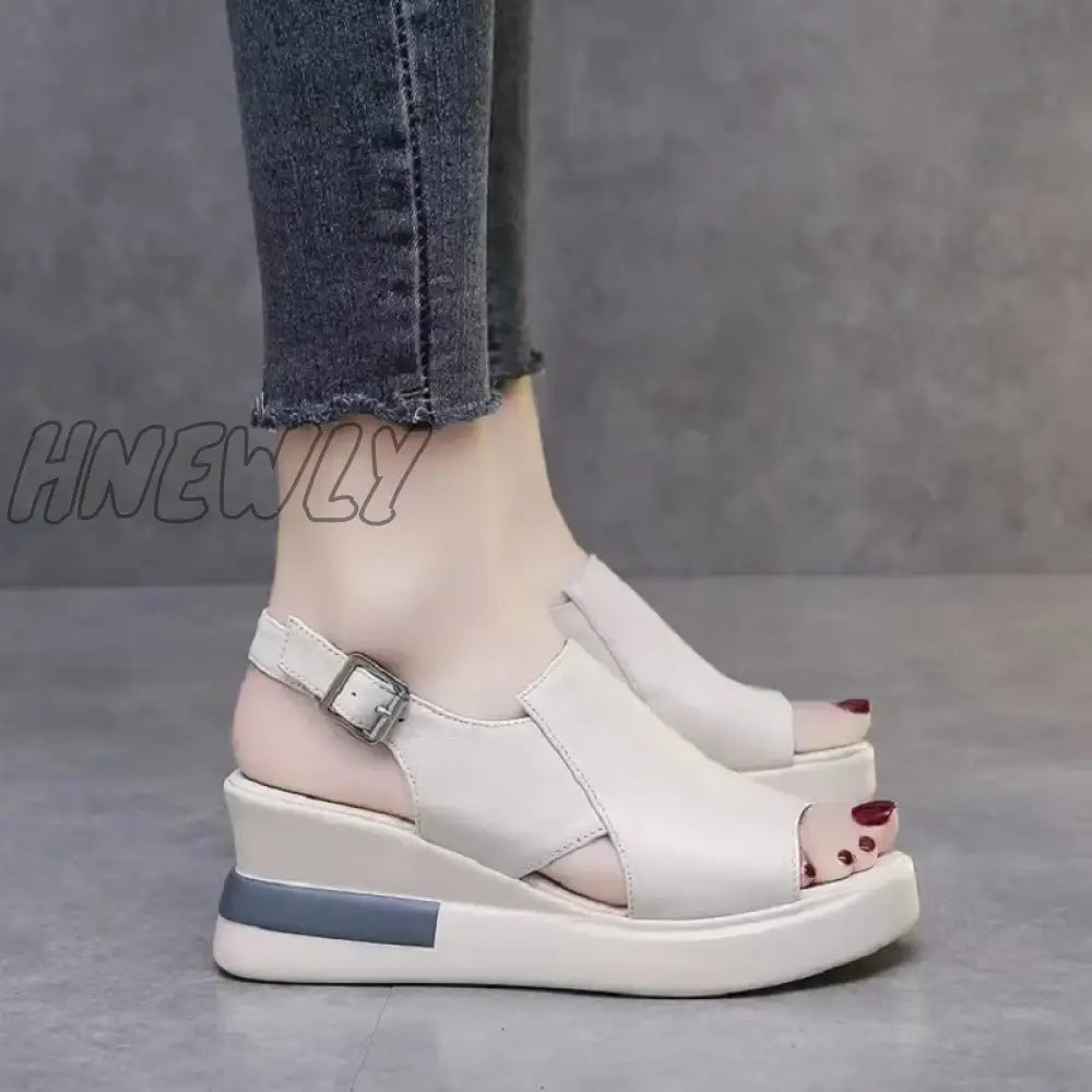 xsrrr Summer Wedge Platform Sandals Fashion Retro Romen Beach Shoes Ladies Casual Peep Toe Soft Comfortable Sandalias De Mujer