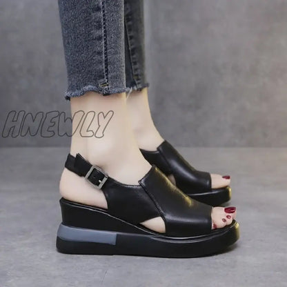 xsrrr Summer Wedge Platform Sandals Fashion Retro Romen Beach Shoes Ladies Casual Peep Toe Soft Comfortable Sandalias De Mujer