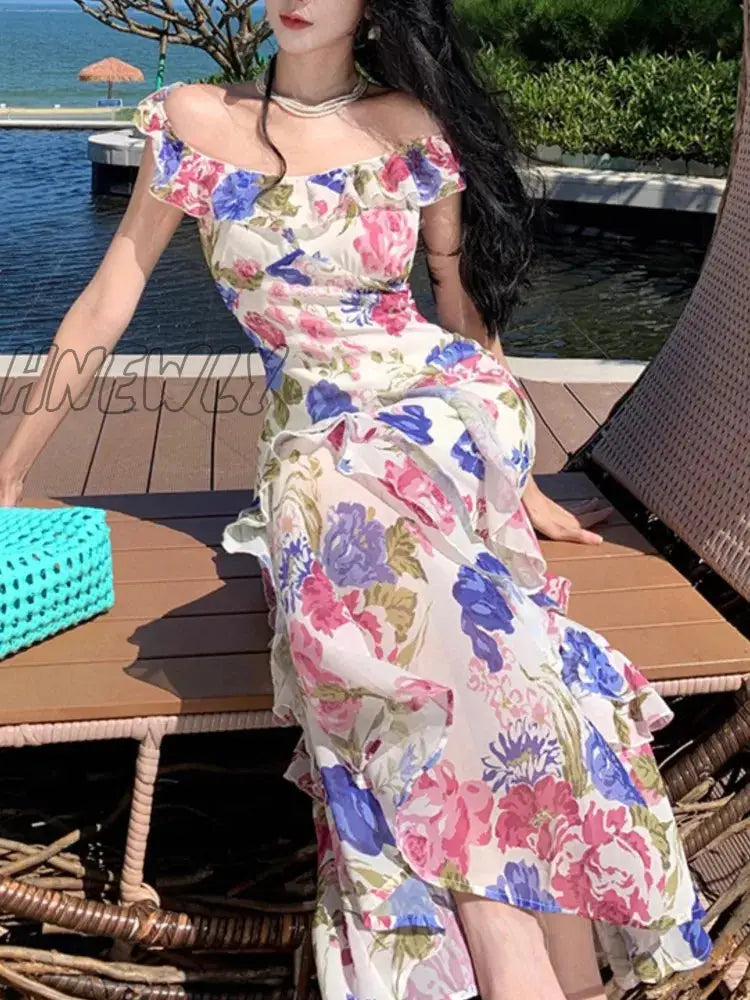 xsrrr Summer Women Floral Bodycon Slim Party Dress Sleeveless Casual Birthday One Pieces Robe Chic Elegant Female Clothings Vestidos