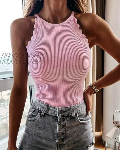 xsrrr Summer Women Ribbed Basic Tank Tops Sexy Crop Vest Solid Harajuku Style Knitted Khaki Sport Tight Soft Casual Tops Outfits