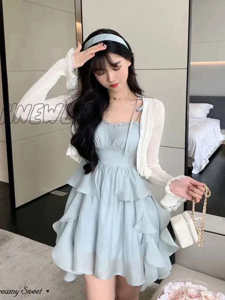 Hnewly Summer Women Sundress Suspenders Ruffles Fairy Dress Elegant Feminine Holiday Beach Romantic Dress traf robe платье