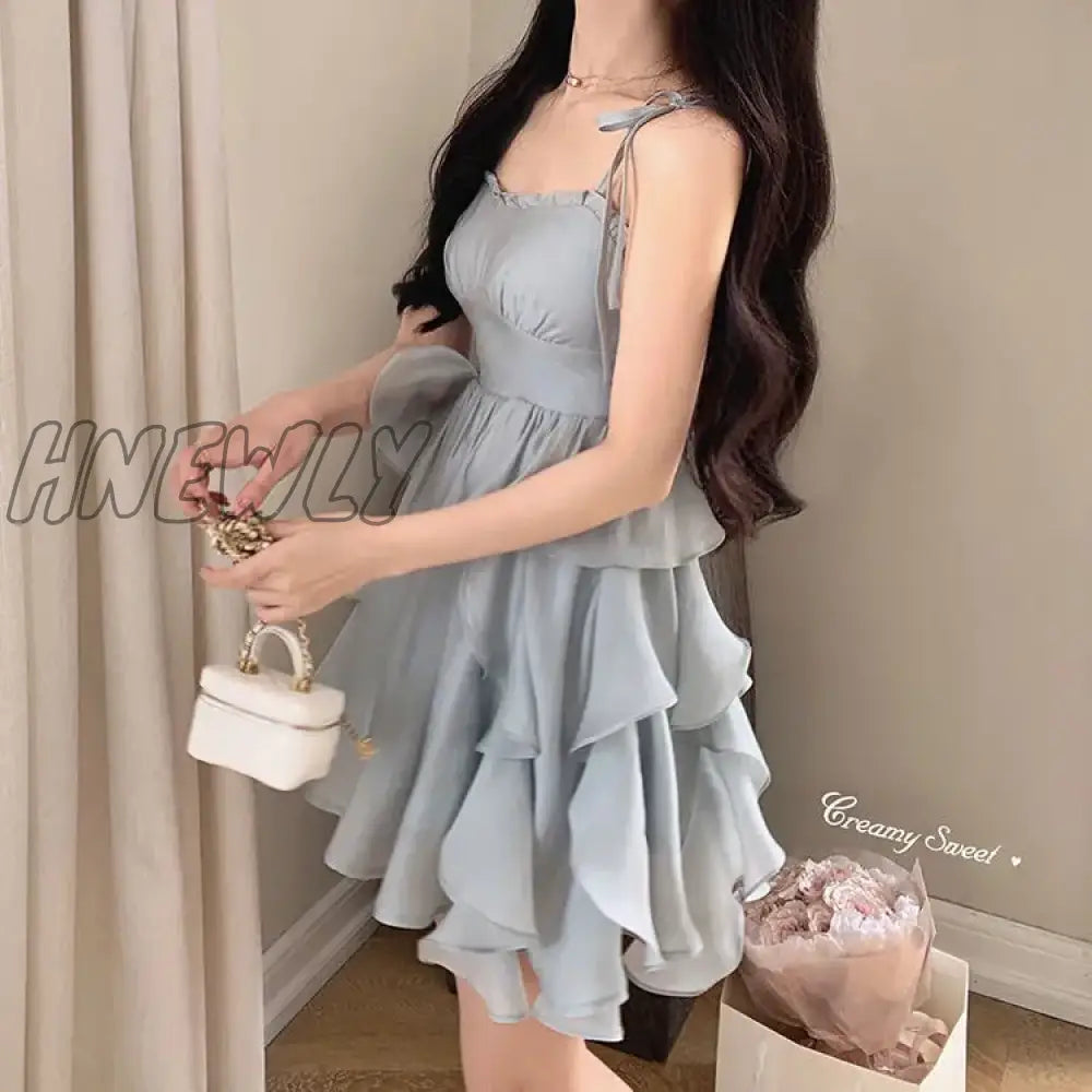 Hnewly Summer Women Sundress Suspenders Ruffles Fairy Dress Elegant Feminine Holiday Beach Romantic Dress traf robe платье