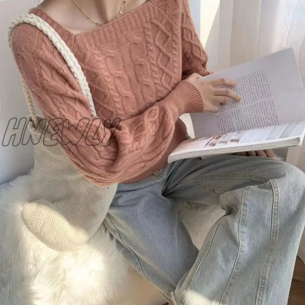 Hnewly Sweaters Women Fashion Slim Square Collar Long Sleeve Knitting Solid Simple Soft Cozy Tender Design Ulzzang Feminine Pullovers Winter Night Out Outfit