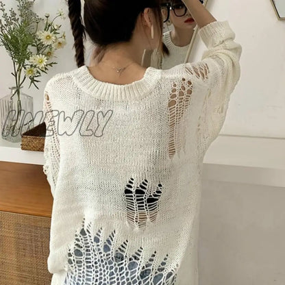 xsrrr Sweaters Women Loose Casual Fashionable O-Neck Knitting Solid Simple Korean Style Chic Daily Autumn Trendy Long Sleeve Pullovers