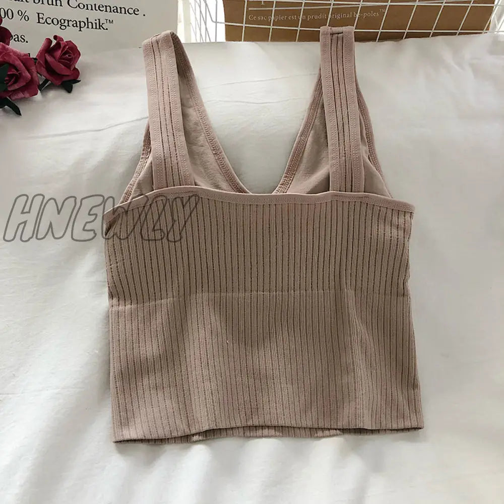 xsrrr Tank Tops Sexy Crop Vest Solid Harajuku Korean Female Off Shoulder Knitted V Neck Khaki White Summer Women Short Tops