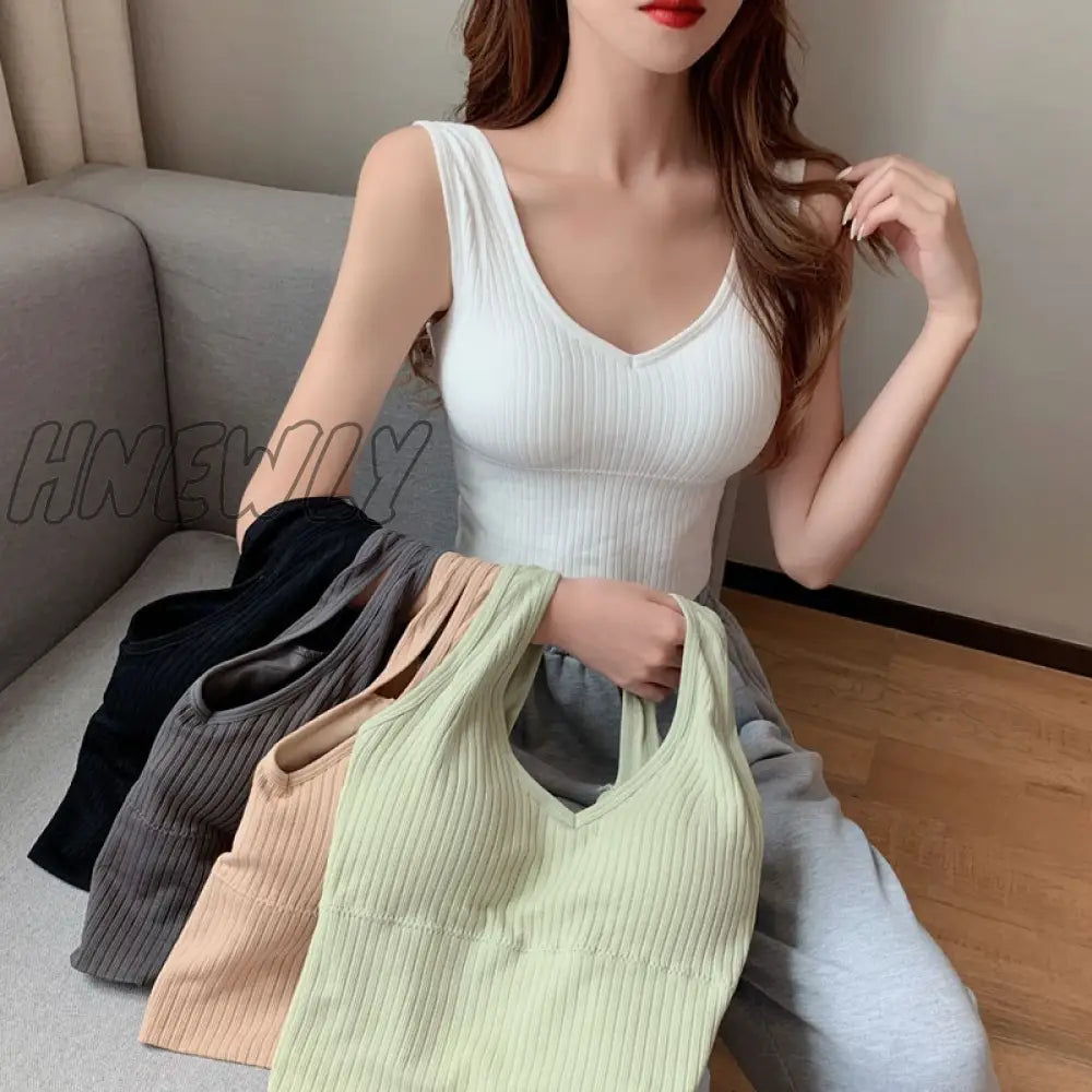 xsrrr Tank Tops Sexy Crop Vest Solid Harajuku Korean Female Off Shoulder Knitted V Neck Khaki White Summer Women Short Tops