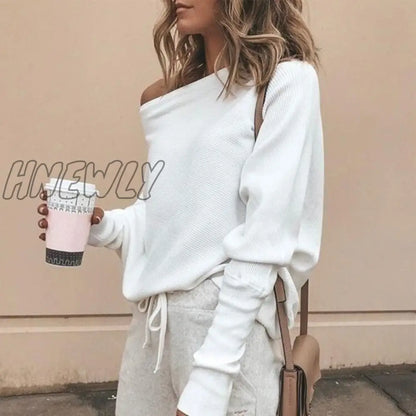 xsrrr Tee Shirt Femme Autumn Sexy Off The Shoulder Long Sleeve Tops For Women T-Shirt Casual One Shoulder Rib Tops