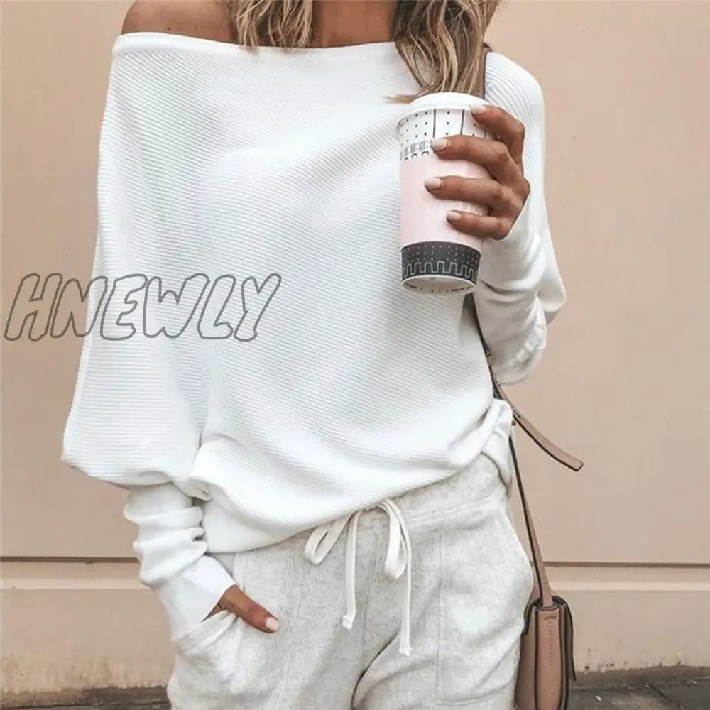 xsrrr Tee Shirt Femme Autumn Sexy Off The Shoulder Long Sleeve Tops For Women T-Shirt Casual One Shoulder Rib Tops