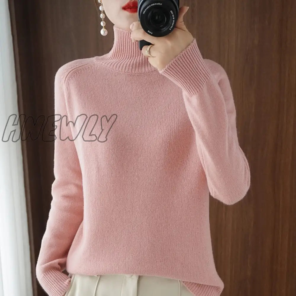 xsrrr Turtleneck Cashmere Sweaters Women Autumn Winter Solid Color Knitted Jumper Female Casual Long Sleeved Loose Bottoming Sweater