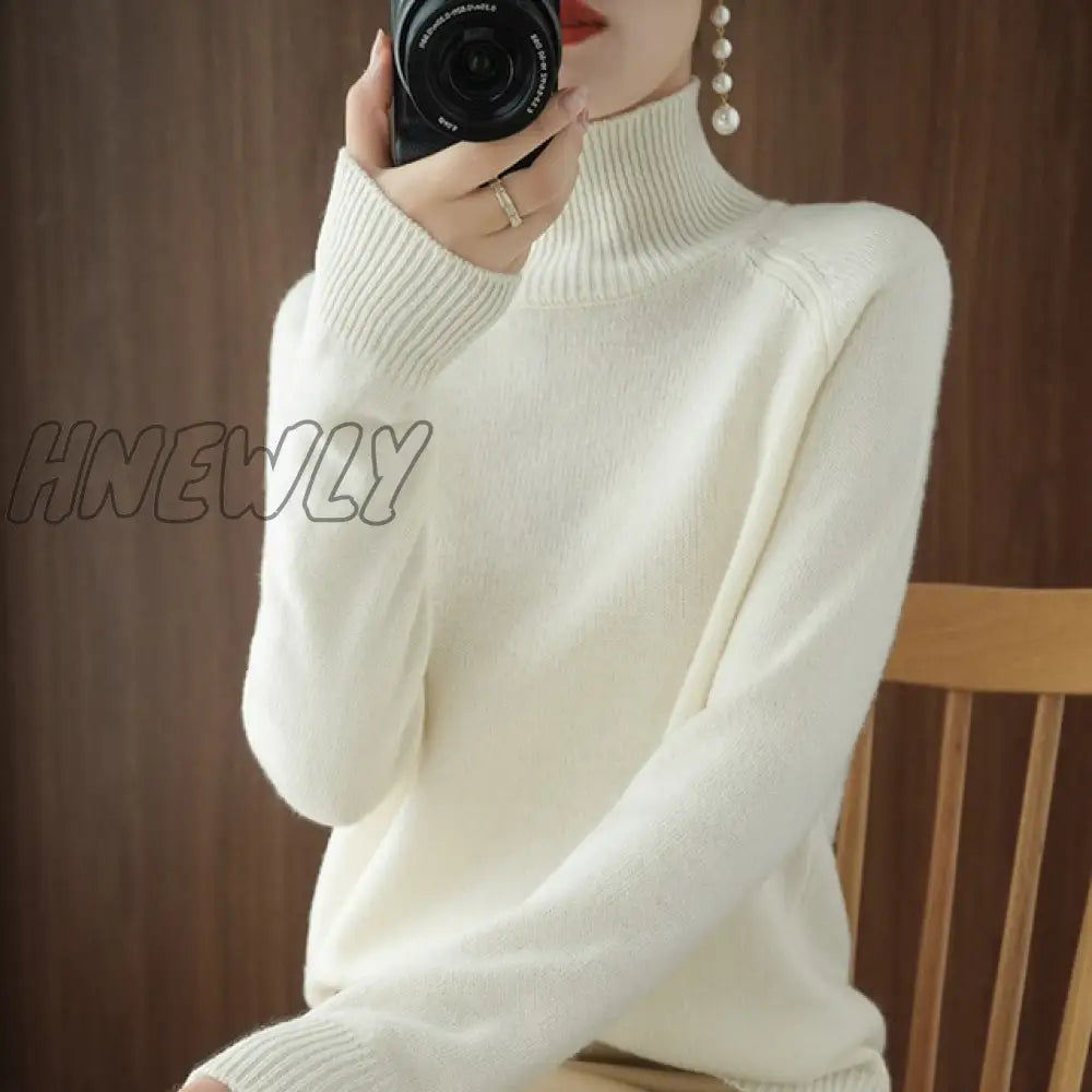 xsrrr Turtleneck Cashmere Sweaters Women Autumn Winter Solid Color Knitted Jumper Female Casual Long Sleeved Loose Bottoming Sweater